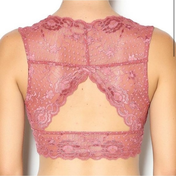 Free People | Intimately Evangelina Lace Crop Bralette Bra Sunset Pink Small - Picture 2 of 6